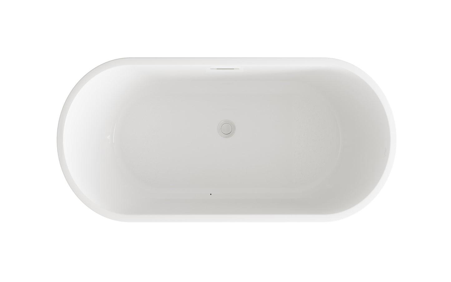 59 inch Soaking Bathtub in Glossy White with Brushed Nickel Trim