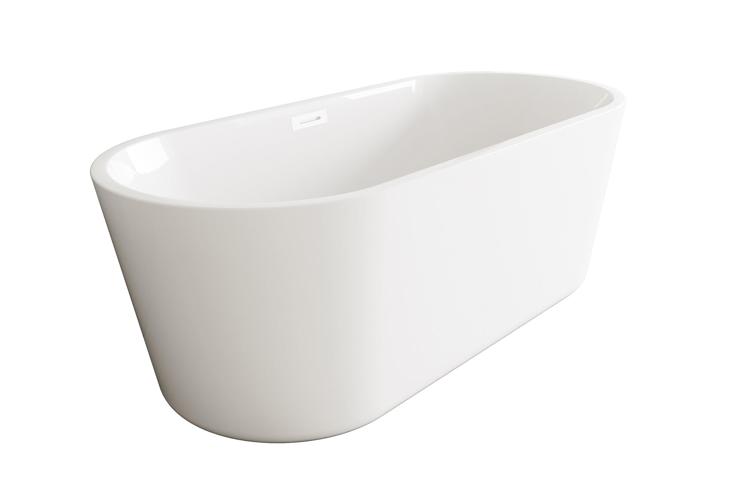 59 inch Soaking Bathtub in Glossy White with Polished White Trim