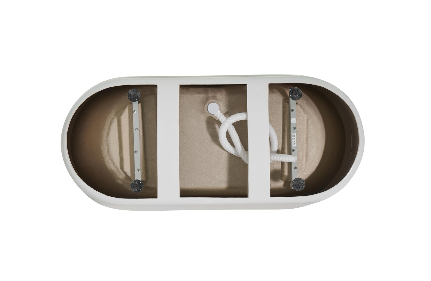 59 inch Soaking Bathtub in Glossy White with Polished White Trim