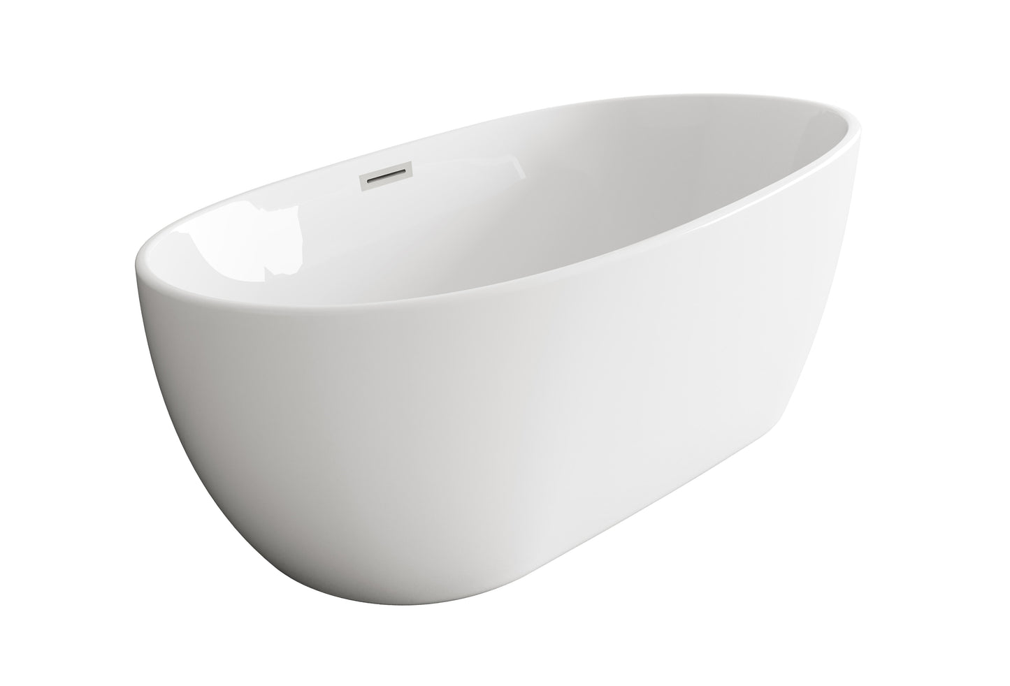 54 inch Soaking Bathtub in Glossy White with Brushed Nickel Trim