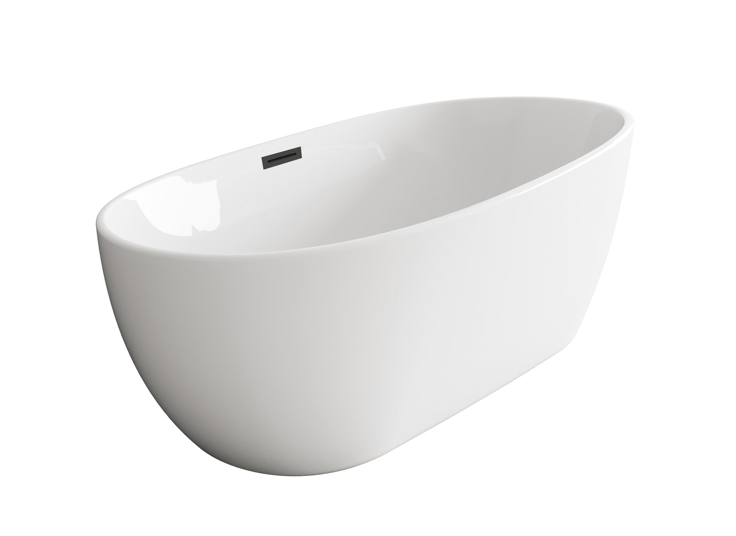 54 inch Soaking Bathtub in Glossy White with Matte Black Trim