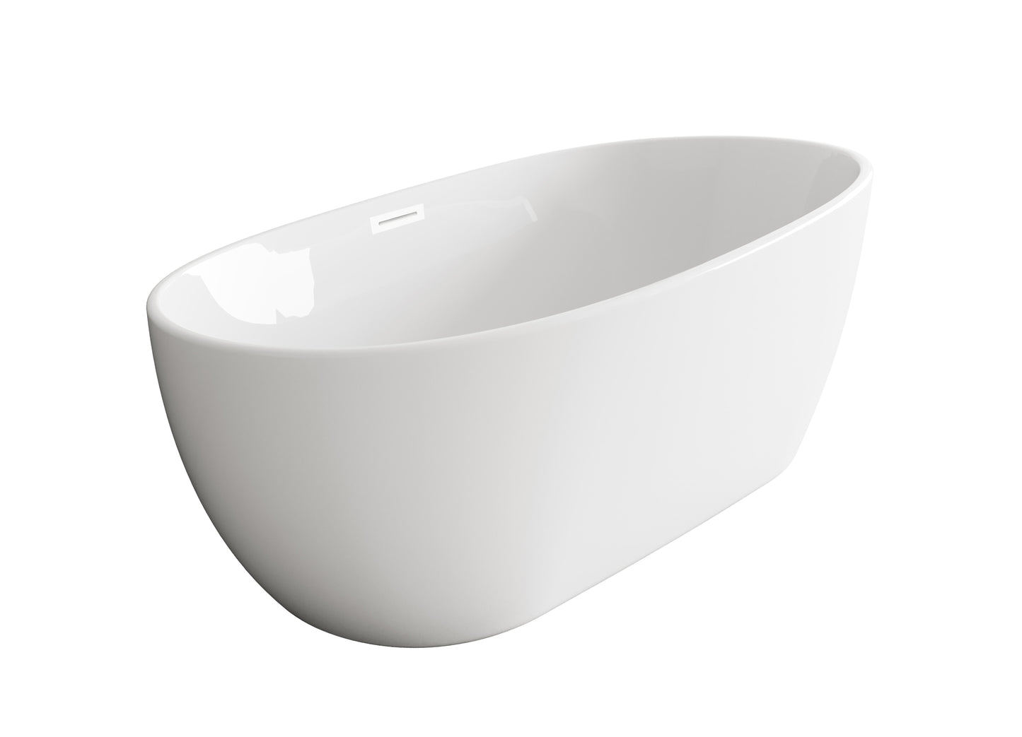 54 inch Soaking Bathtub in Glossy White with Polished White Trim