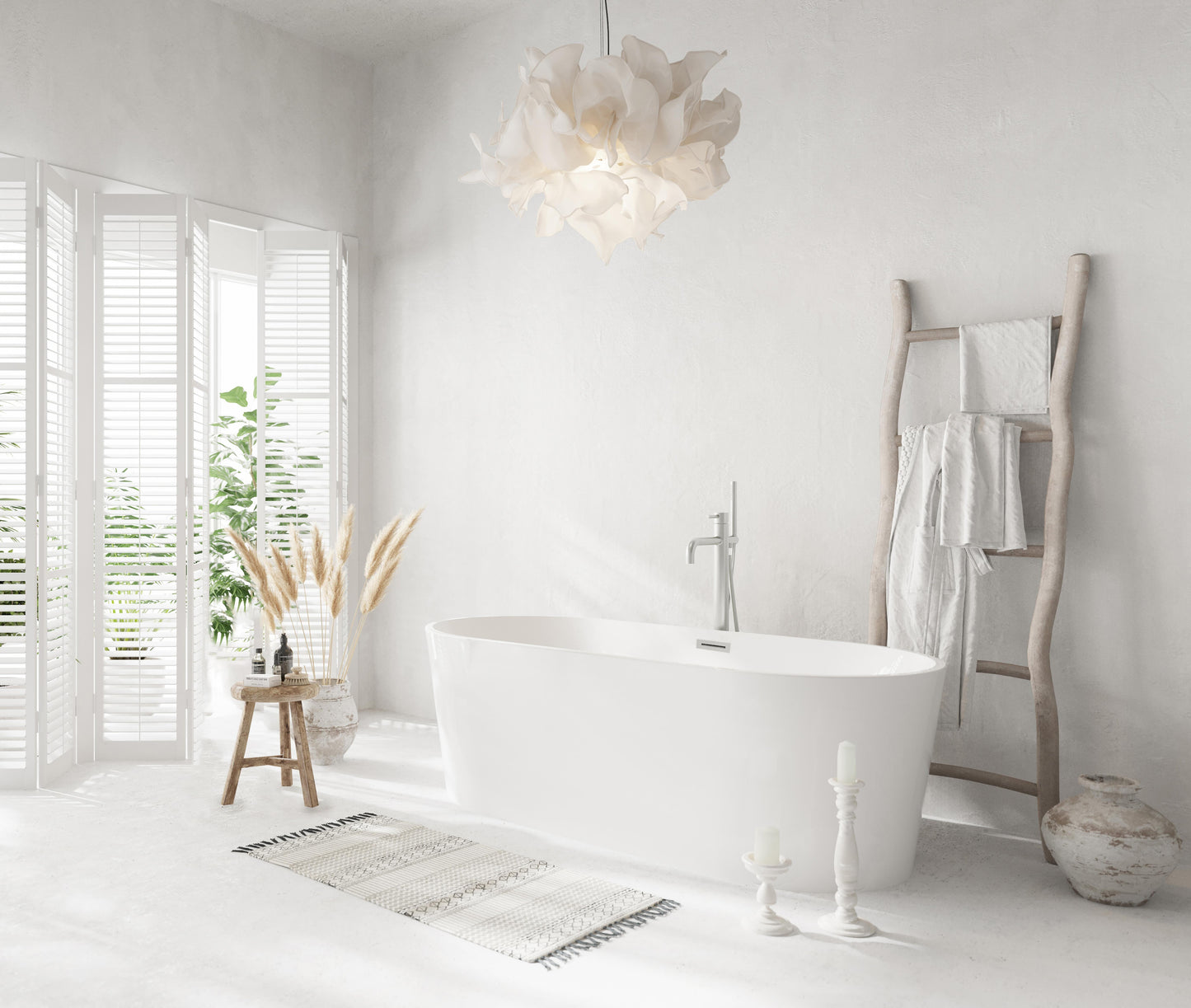 67 inch Bathtub in Glossy White with Brushed Nickel Trim