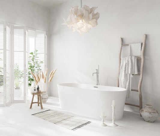 67 inch Bathtub in Glossy White with Brushed Nickel Trim