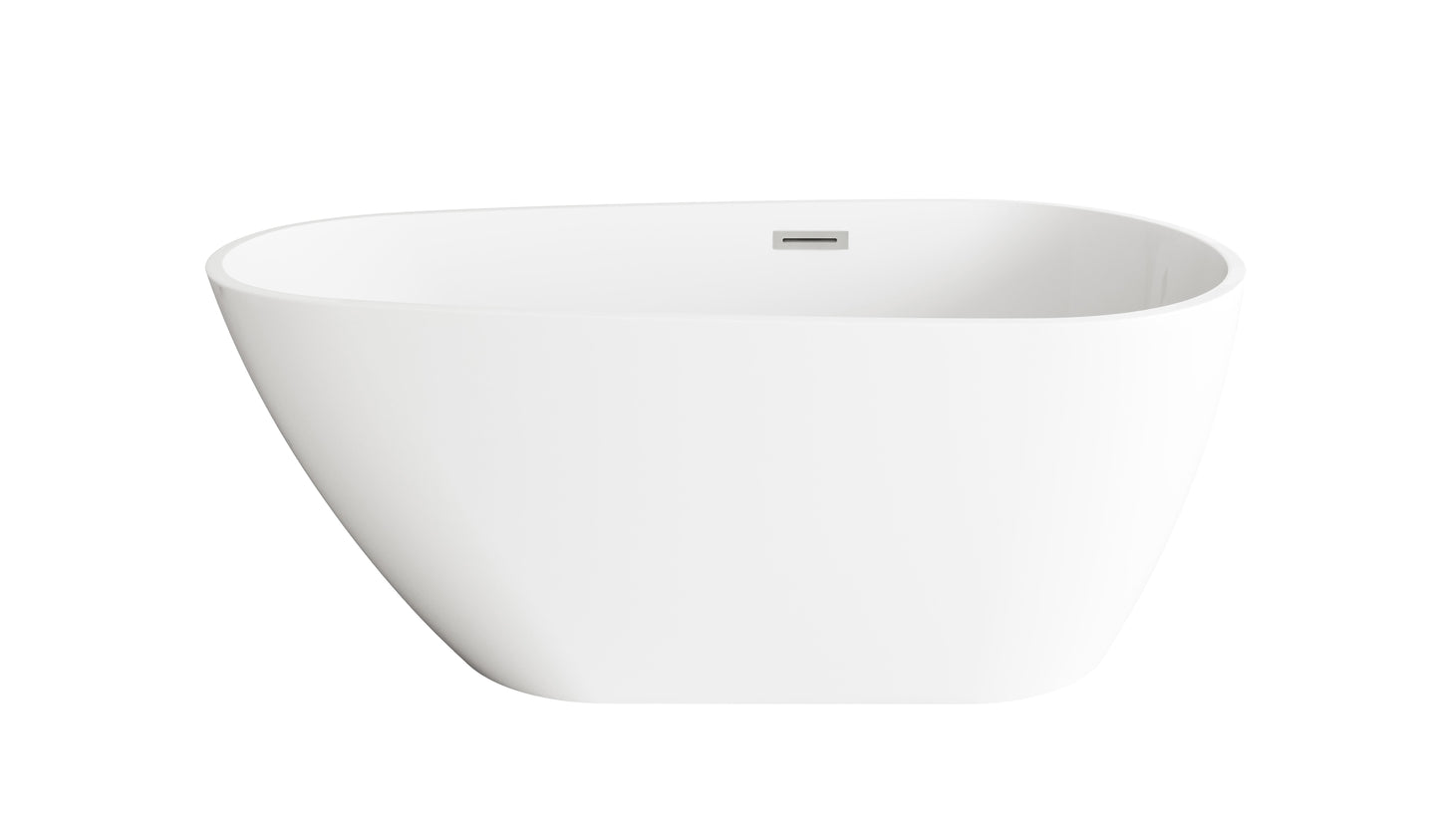 59 inch Bathtub in Glossy White with Brushed Nickel Trim