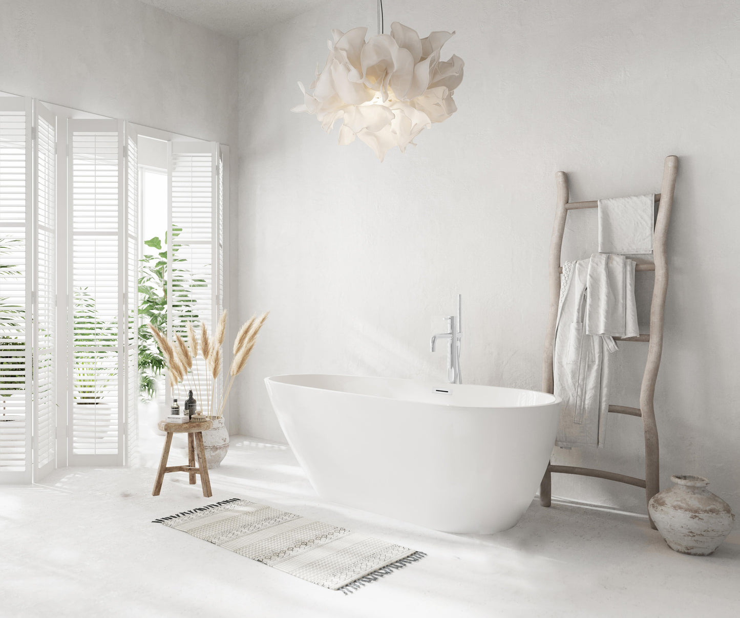 59 inch Bathtub in Glossy White with Chrome Trim