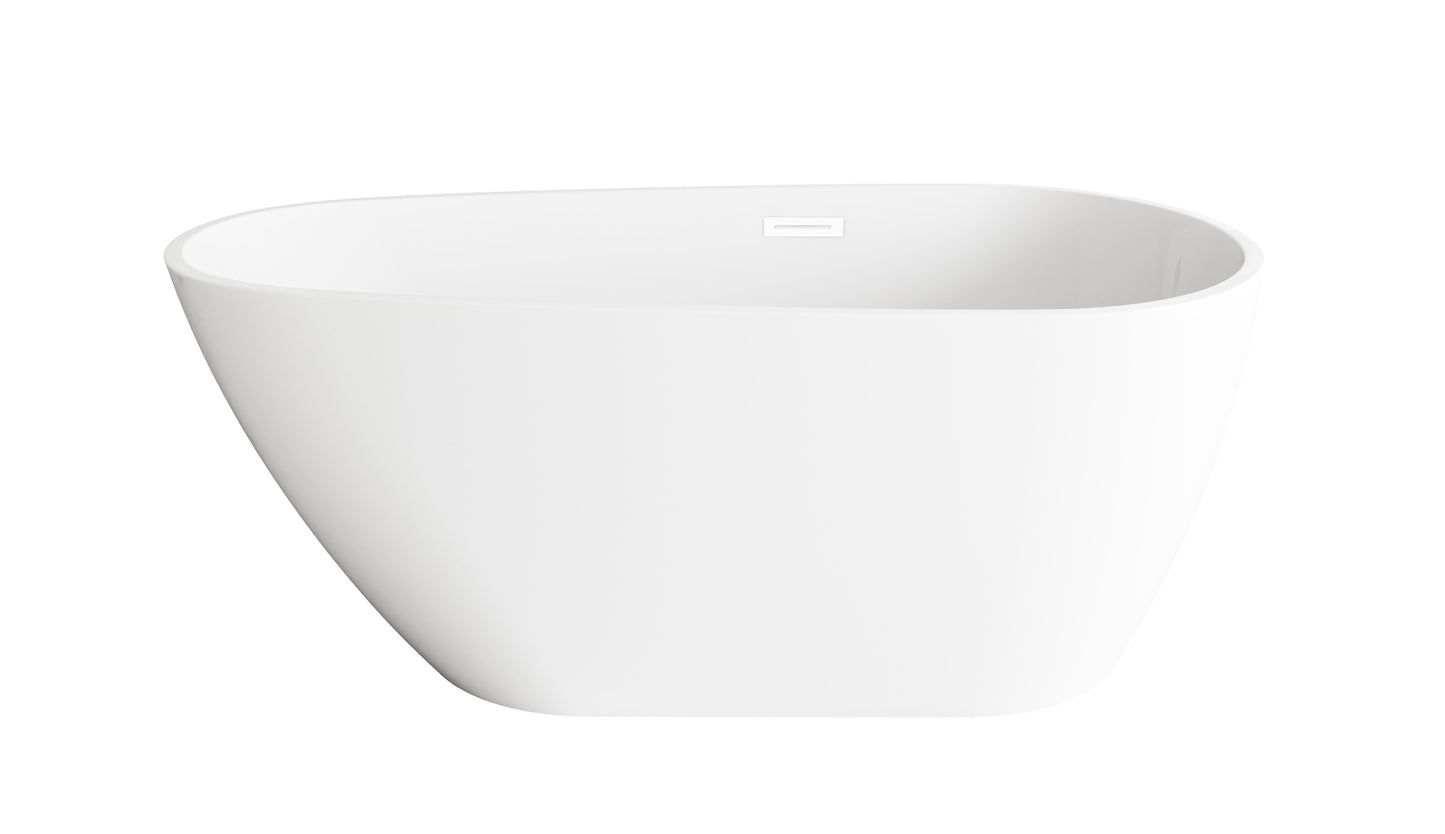 59 inch Bathtub in Glossy White with Polished White Trim
