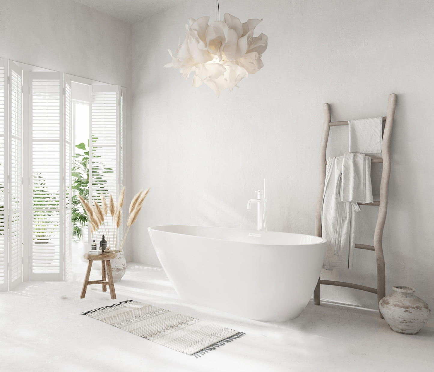 59 inch Bathtub in Glossy White with Polished White Trim