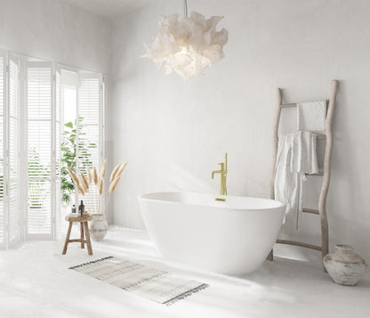 59 inch Bathtub in Glossy White with Brushed Gold Trim