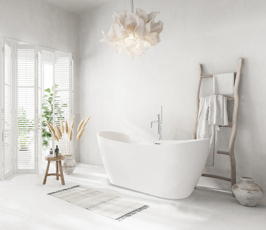 59 inch Bathtub in Glossy White with Chrome Trim