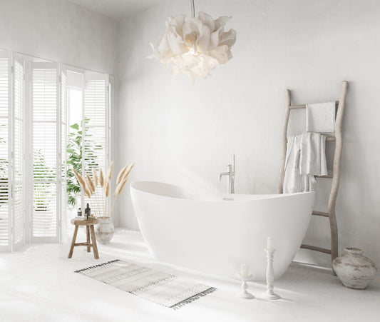 67 inch Bathtub in Glossy White with Brushed Nickel Trim