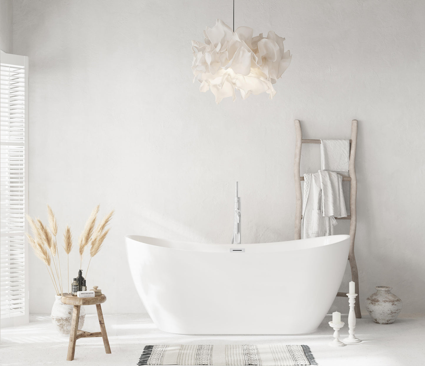 67 inch Bathtub in Glossy White with Chrome Trim