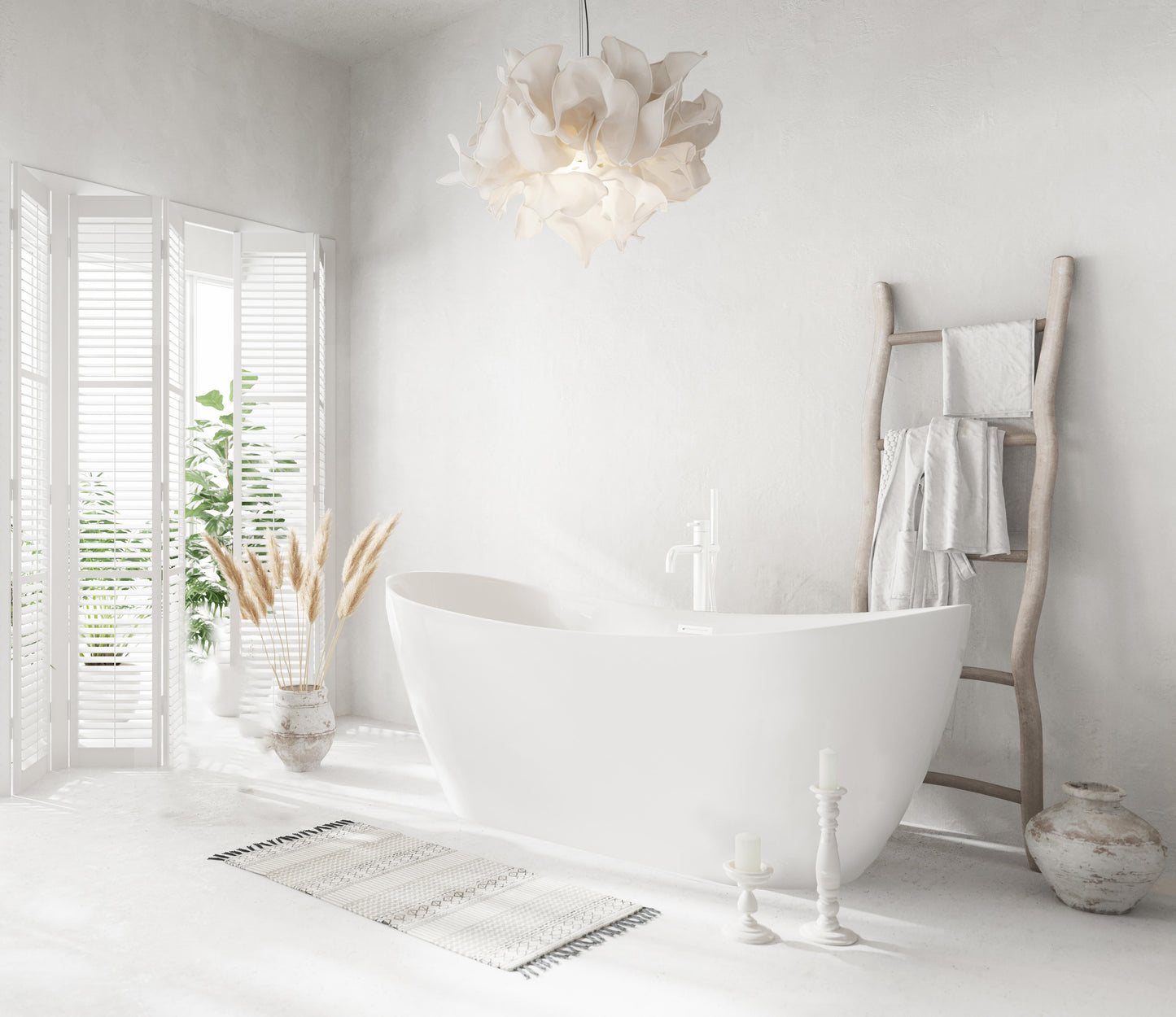 67 inch Bathtub in Glossy White with Polished White Trim