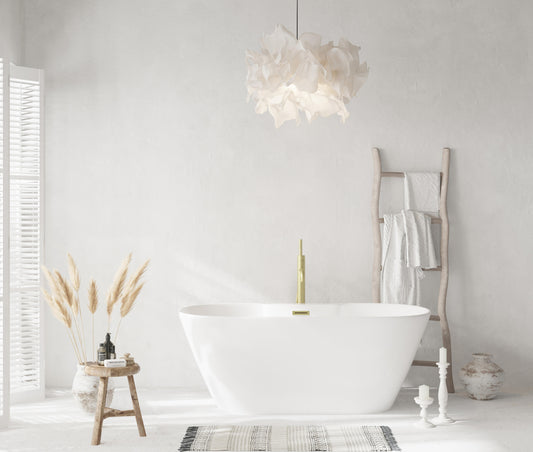 59 inch Bathtub in Glossy White with Brushed Gold Trim