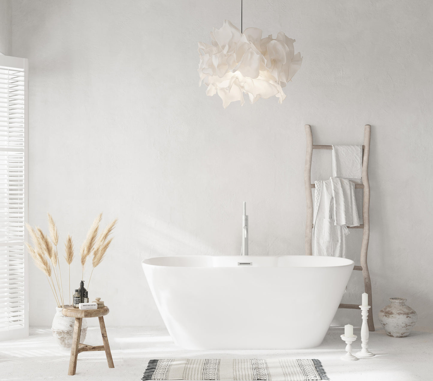 59 inch Bathtub in Glossy White with Brushed Nickel Trim