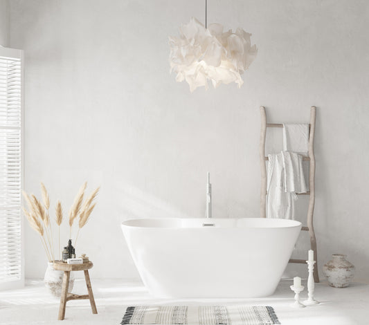 59 inch Bathtub in Glossy White with Brushed Nickel Trim