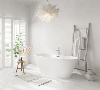 59 inch Bathtub in Glossy White with Brushed Nickel Trim