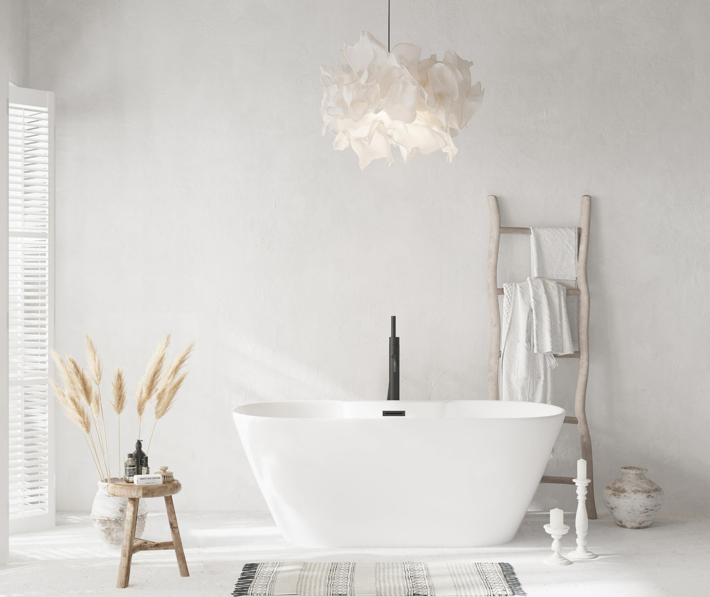 59 inch Bathtub in Glossy White with Matte Black Trim