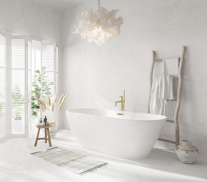 67 inch Bathtub in Glossy White with Brushed Gold Trim