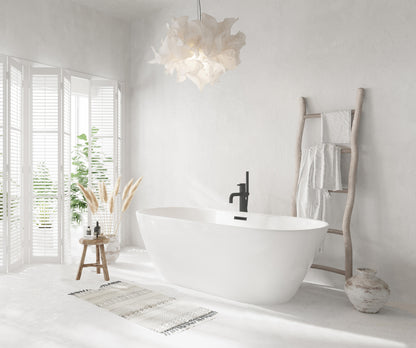 67 inch Bathtub in Glossy White with Matte Black Trim