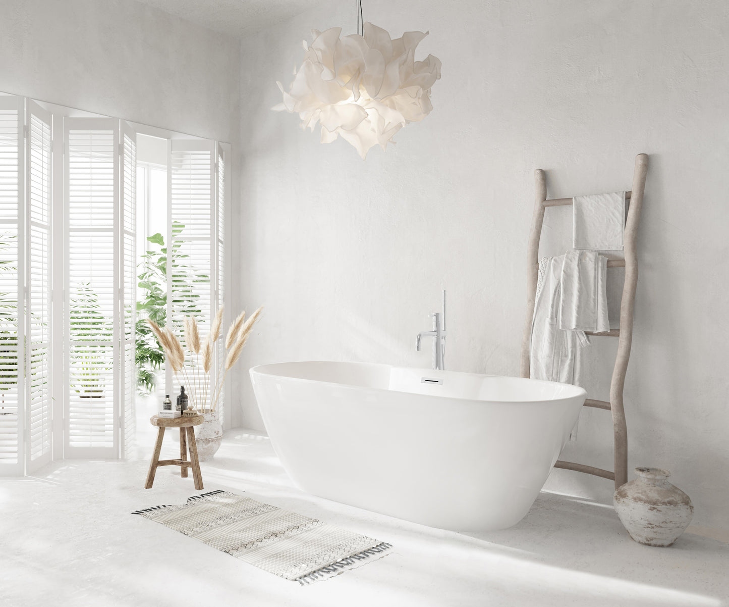 67 inch Bathtub in Glossy White with Chrome Trim