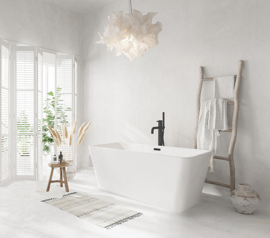 59 inch Bathtub in Glossy White with Matte Black Trim