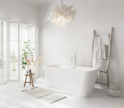 59 inch Bathtub in Glossy White with Chrome Trim