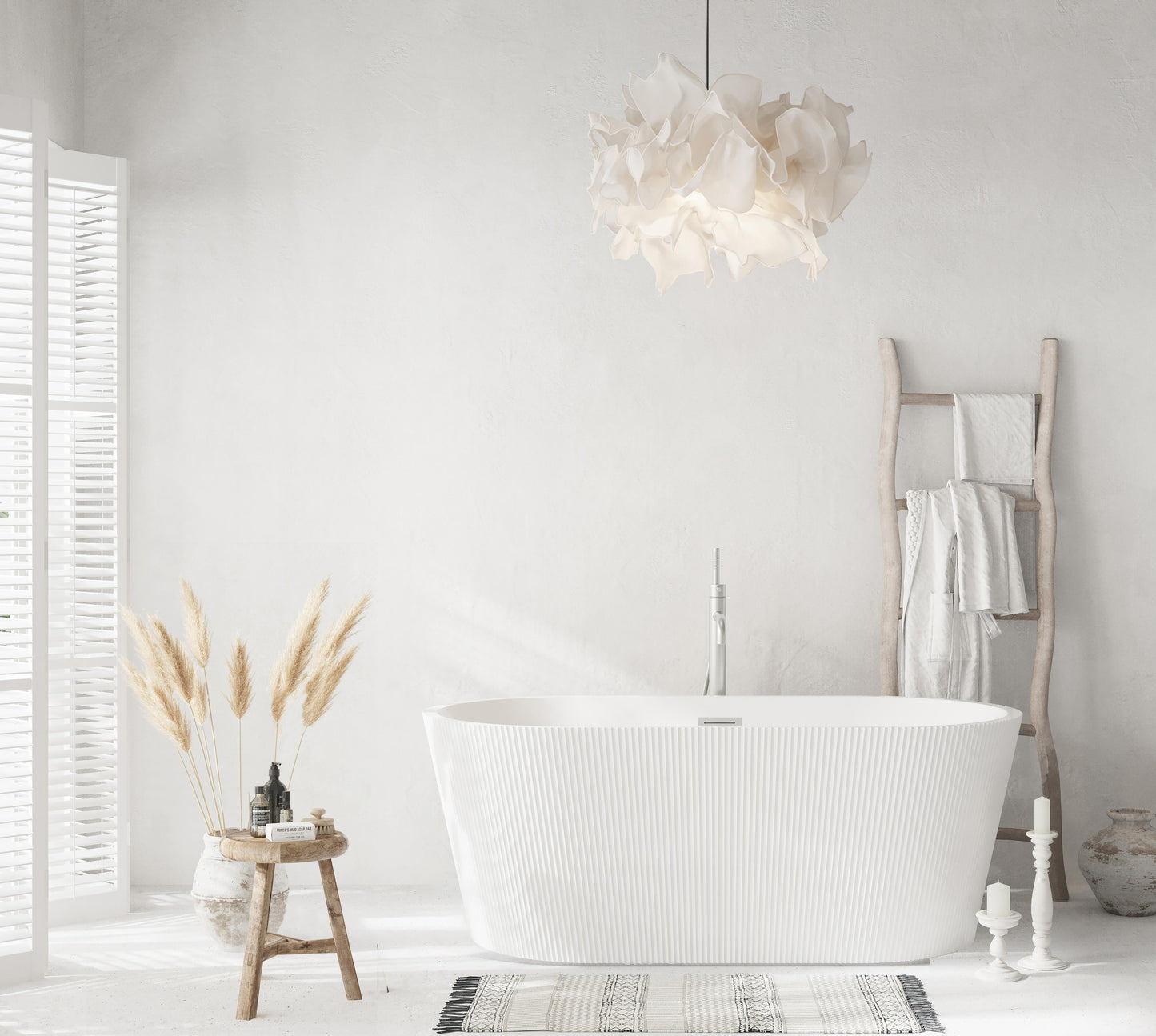 59 inch Bathtub in Glossy White with Brushed Nickel Trim