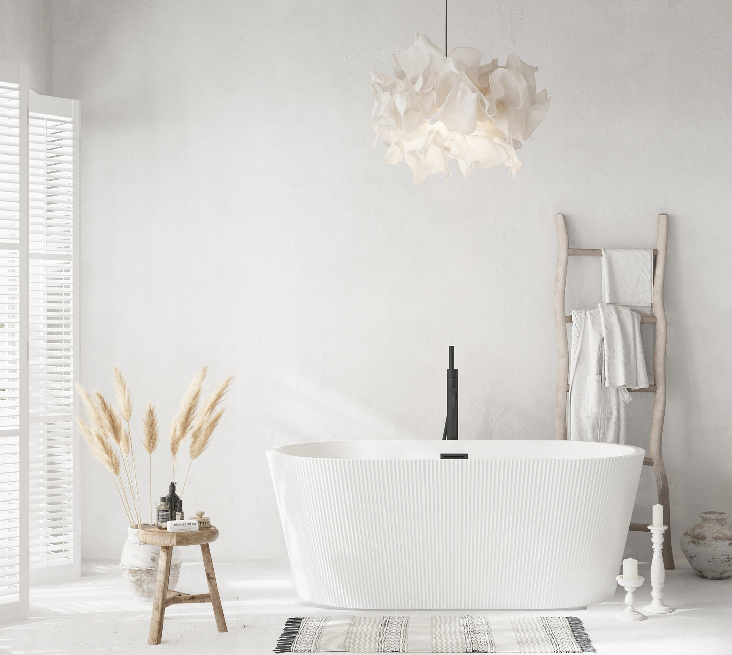 59 inch Bathtub in Glossy White with Matte Black Trim