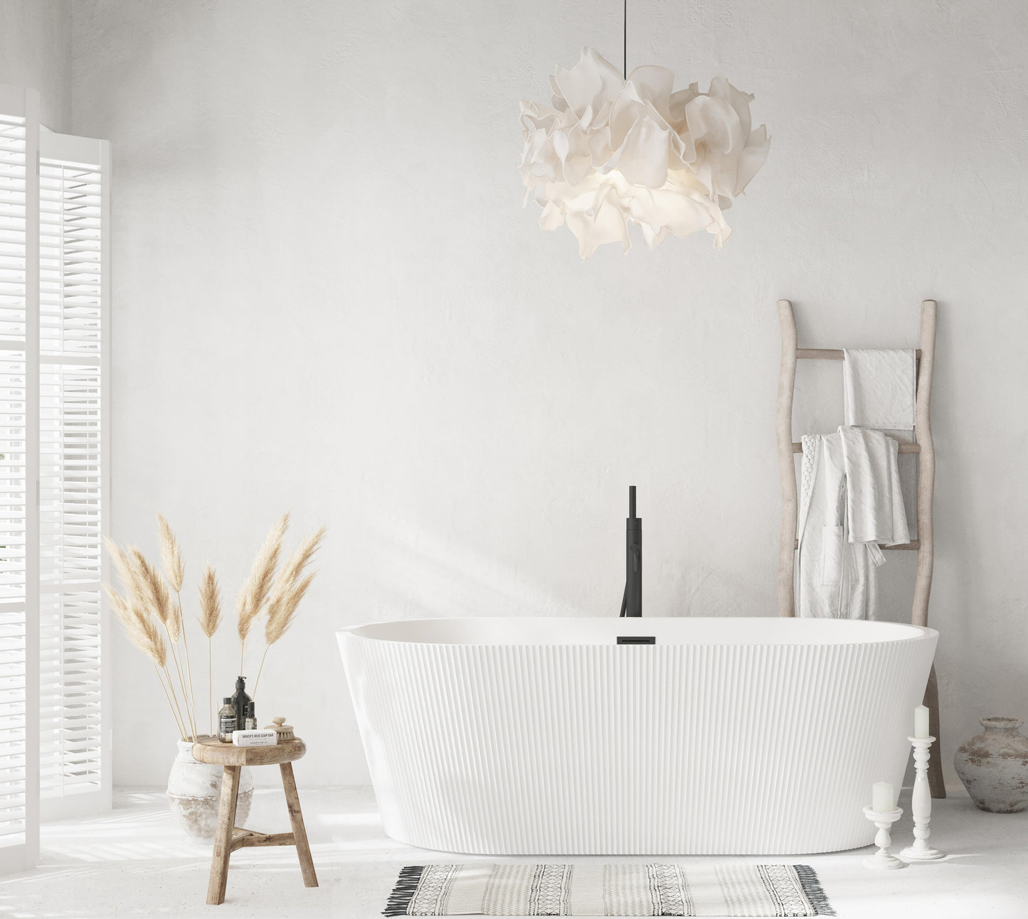 67 inch Bathtub in Glossy White with Matte Black Trim