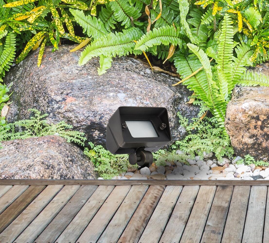 Outdoor 12V Cast Brass flood light 2 inch L x 4 inch W x 6 inch H in Dark Bronze