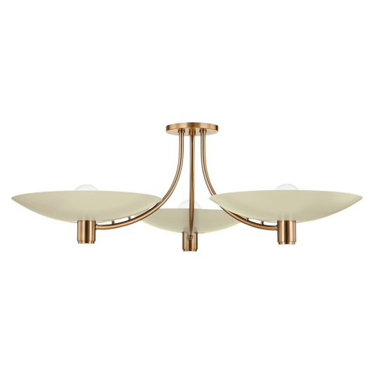 Wolfe Semi Flush with PATINA BRASS AND SOFT SAND Finish