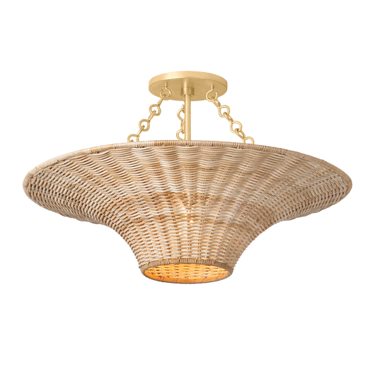 KETAN Semi Flush with VINTAGE GOLD LEAF Finish