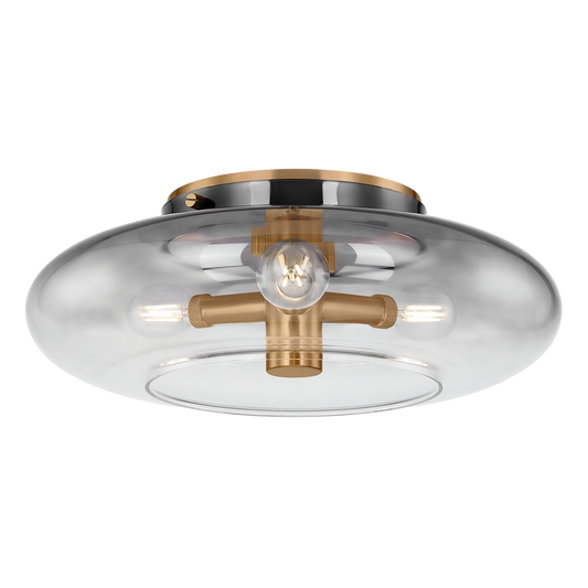 GUNNER FLUSH MOUNT with PATINA BRASS Finish