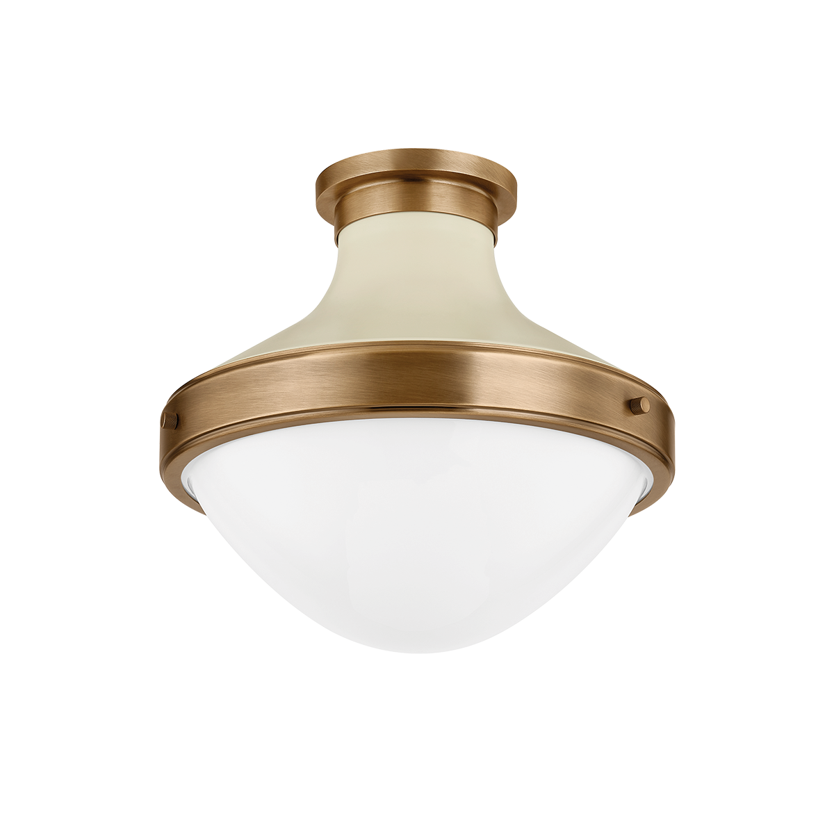 MAXTON FLUSH MOUNT with PATINA BRASS AND SOFT SAND Finish