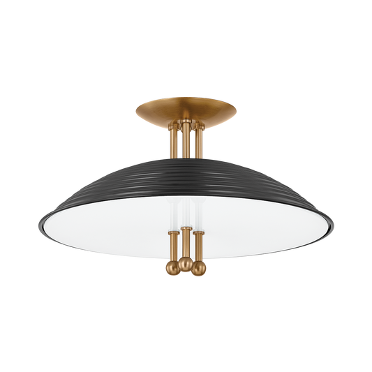 LARKIN Semi Flush with PATINA BRASS/SOFT BLACK Finish