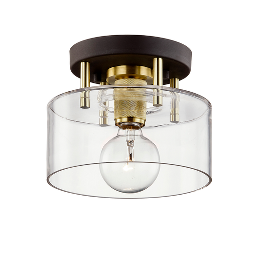 Bergamot Station Semi Flush with BRONZE/BRUSHED BRASS Finish
