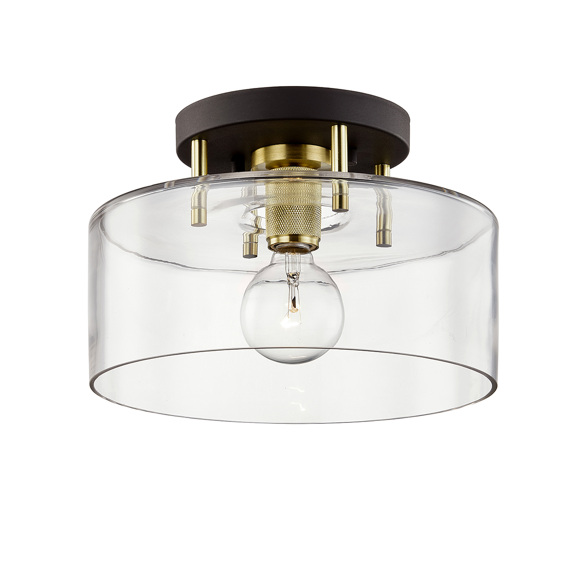 Bergamot Station Semi Flush with BRONZE/BRUSHED BRASS Finish
