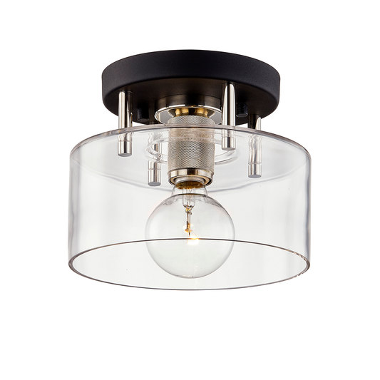 Bergamot Station Semi Flush with TEXTURED BLACK & POLISH NICKEL Finish