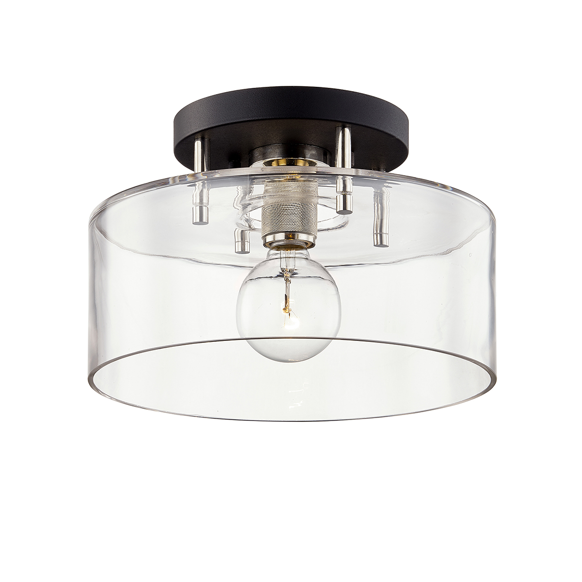 Bergamot Station Semi Flush with TEXTURED BLACK & POLISH NICKEL Finish
