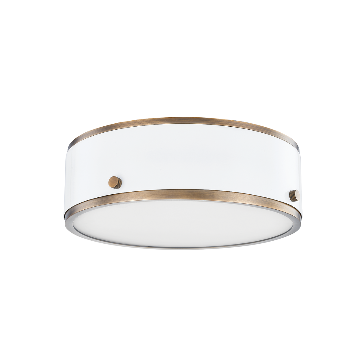 Eli Flush Mount with PATINA BRASS AND SOFT WHITE Finish