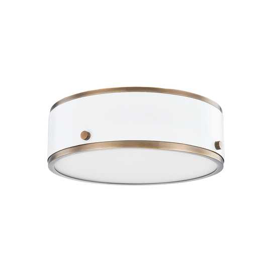 Eli Flush Mount with PATINA BRASS AND SOFT WHITE Finish