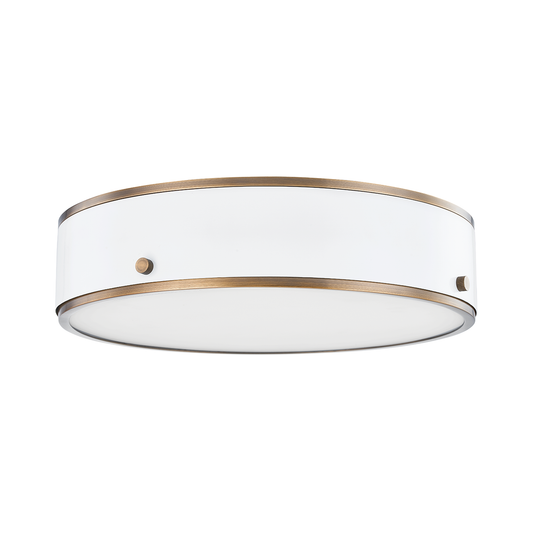 Eli Flush Mount with PATINA BRASS AND SOFT WHITE Finish