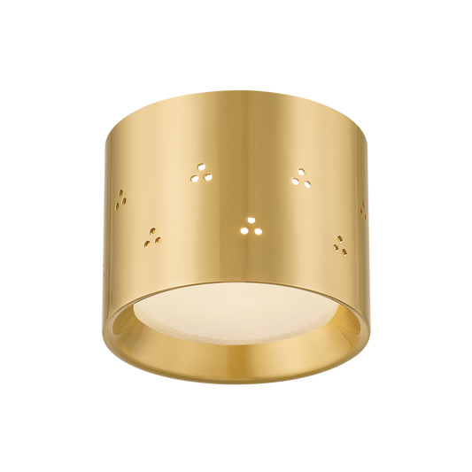 EDISTO Flush Mount with AGED BRASS Finish