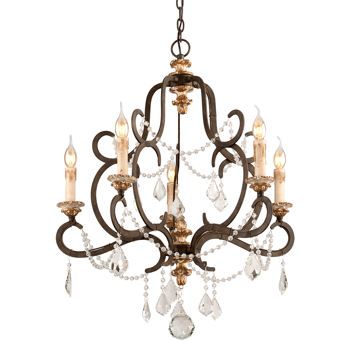Bordeaux Chandelier with PARISIAN BRNZE W DISTR GOLD LE Finish