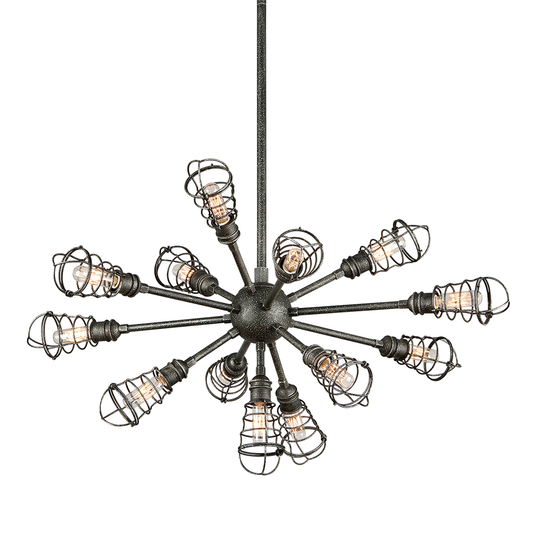 Conduit Chandelier with OLD SILVER Finish