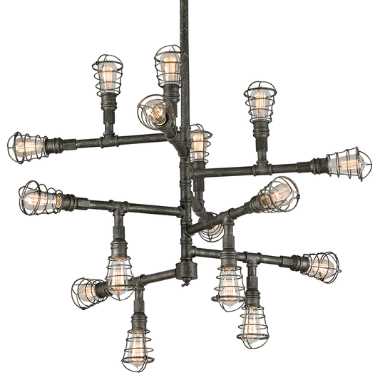 Conduit Chandelier with OLD SILVER Finish