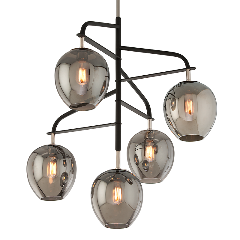 Odyssey Chandelier with TEXTURED BLACK & POLISH NICKEL Finish