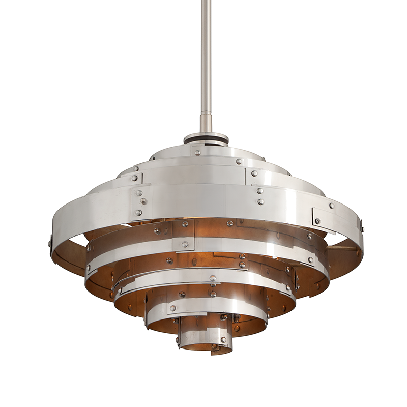 Mitchel Field Pendant with VINTAGE ALUMINUM PARISIAN LEAF Finish
