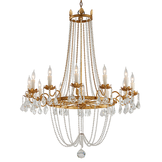 Viola Chandelier with VINTAGE GOLD LEAF Finish